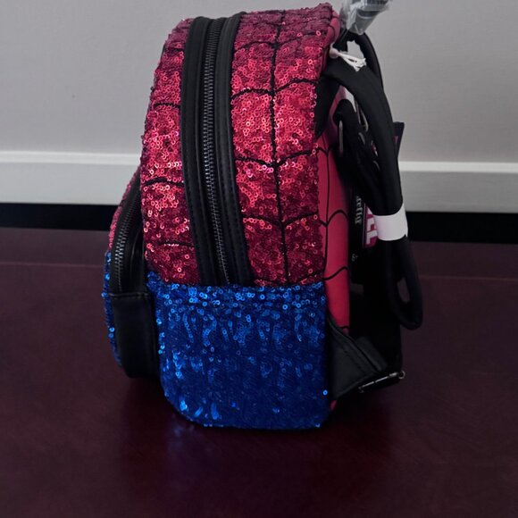 Loungefly Marvel Sequins Spiderman Mini Backpack New with Tags - Picture 4 of 13